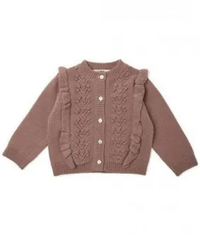 Gilet pour enfant en laine de mérinos Fiol - Vieux rose