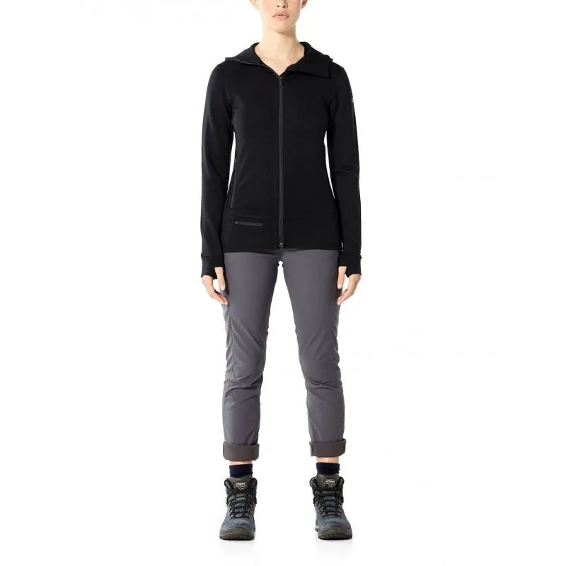 Icebreaker Quantum II Long Sleeve Zip Hood - Veste en laine mérinos femme I Hardloop | Hardloop