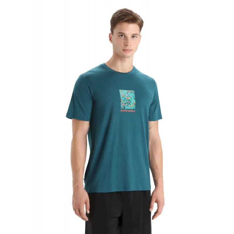 Icebreaker Tech Lite II SS Tee Wildflower Bloom - T-shirt en laine mérinos homme | Hardloop