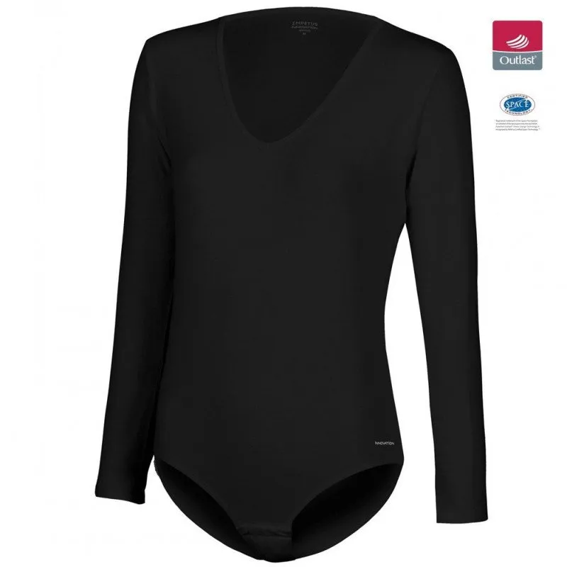 IMPETUS Body Manches longues Col V Femme Coton INNOVATION Noir