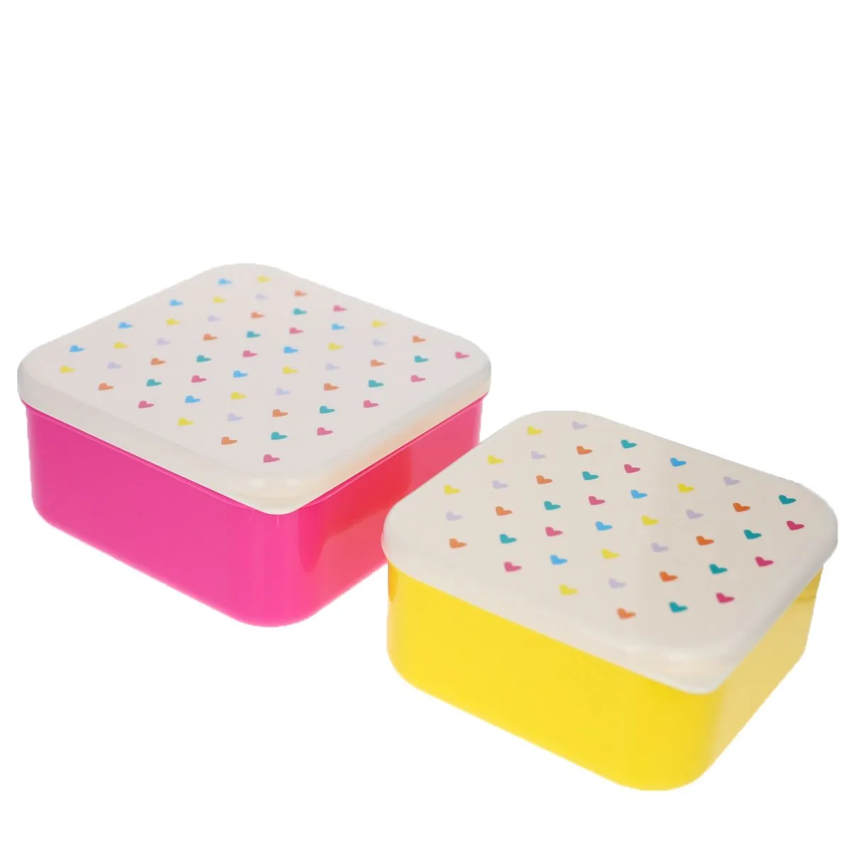 Lot de 2 boîtes à goûter cœurs multicolores Pause goûter - Le petit Souk