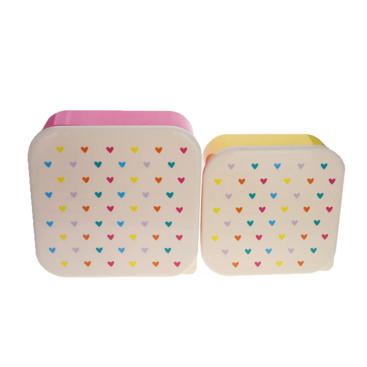 Lot de 2 boîtes à goûter cœurs multicolores Pause goûter - Le petit Souk