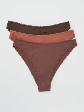 Lot de 3 tangas - chocolat