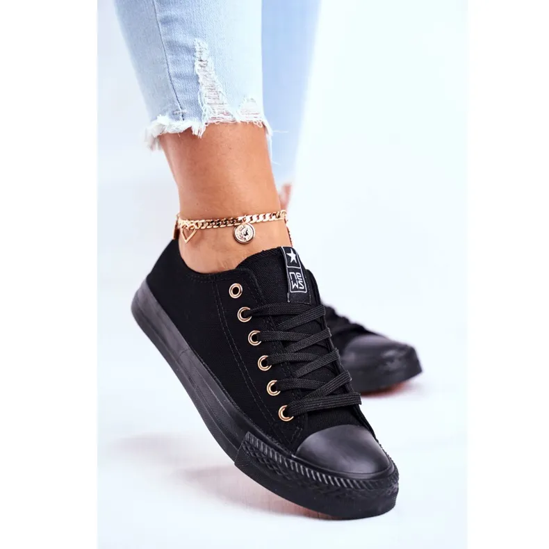 NEWS Baskets Basses Femme Noir Ecoma le noir