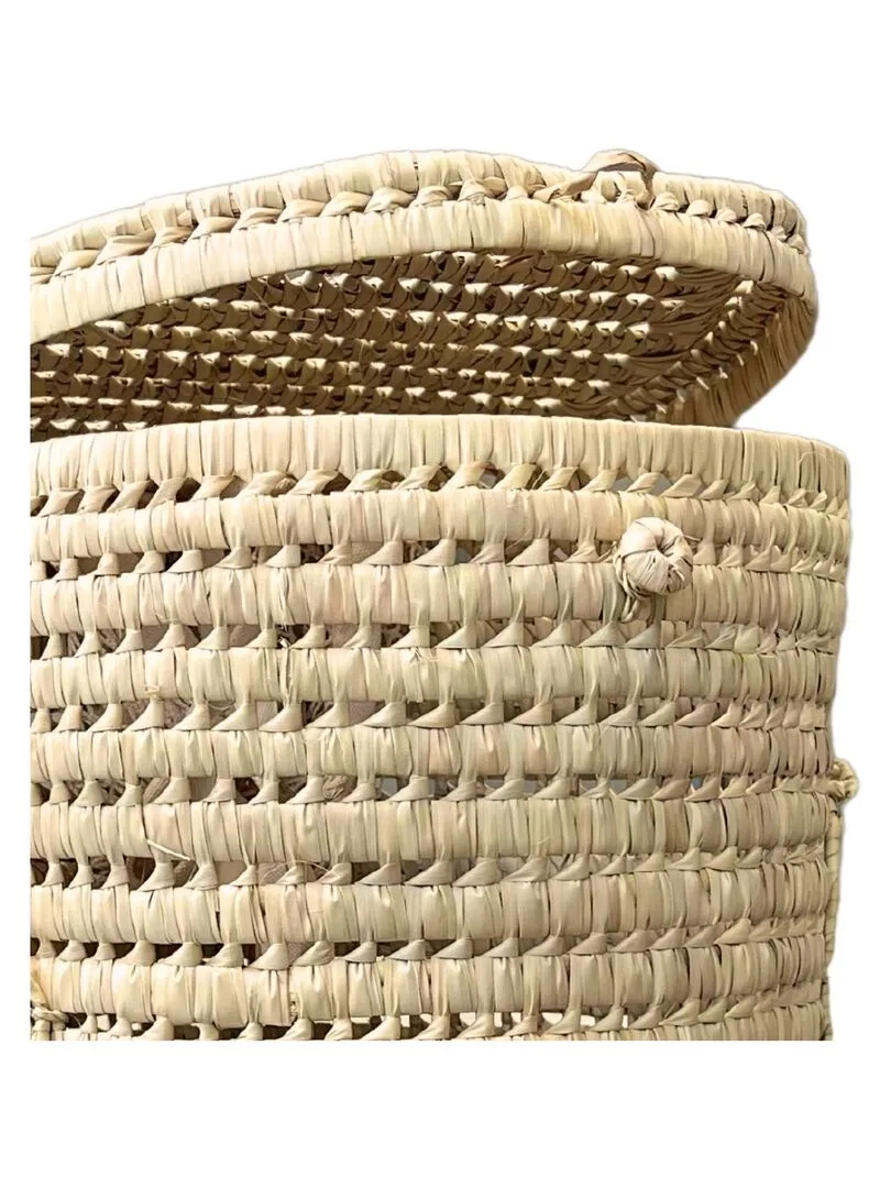 Panière à linge ronde palmier - Beige clair