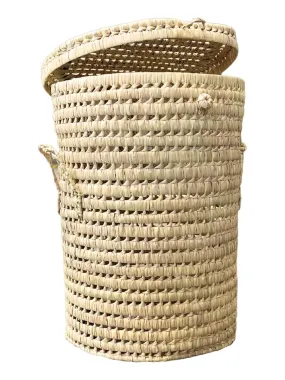 Panière à linge ronde palmier - Beige clair