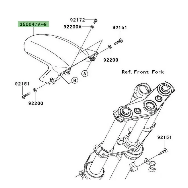 Partie avant garde-boue avant Kawasaki Er-6f (2009-2011) | Moto Shop 35