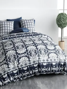 Parure de couette 100% Coton 57 fils Folk - Bleu