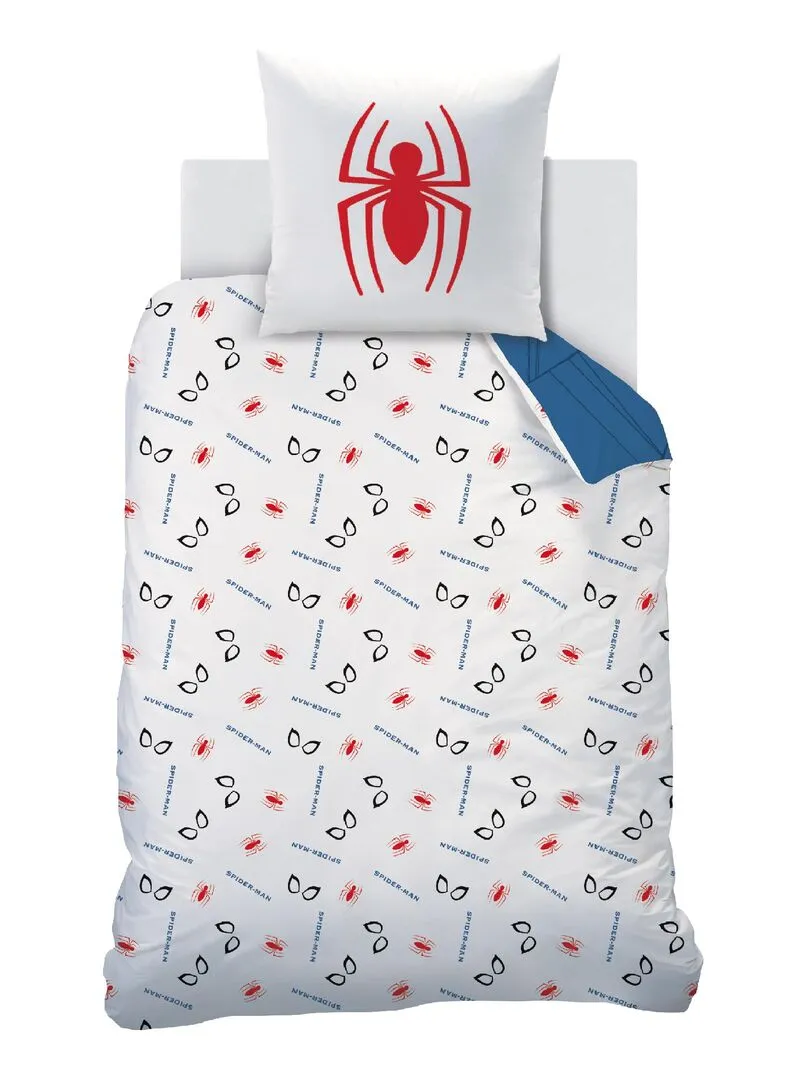 Parure de lit imprimée 100% coton, SPIDERMAN HOME BASIC - Bleu marine