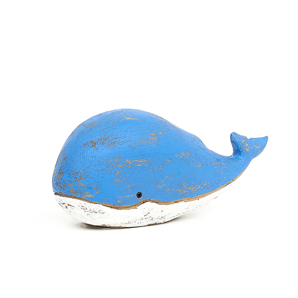 Petite baleine en bois bleu ciel