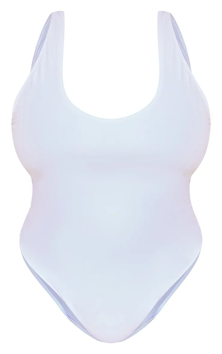 Plus Maillot de bain blanc à col rond