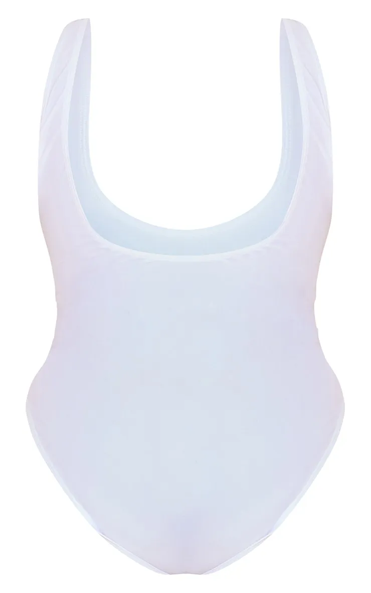 Plus Maillot de bain blanc à col rond