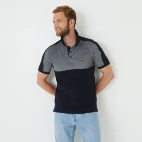 Polo bleu color-block en molleton