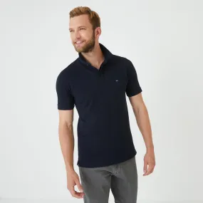 Polo bleu marine en coton piqué