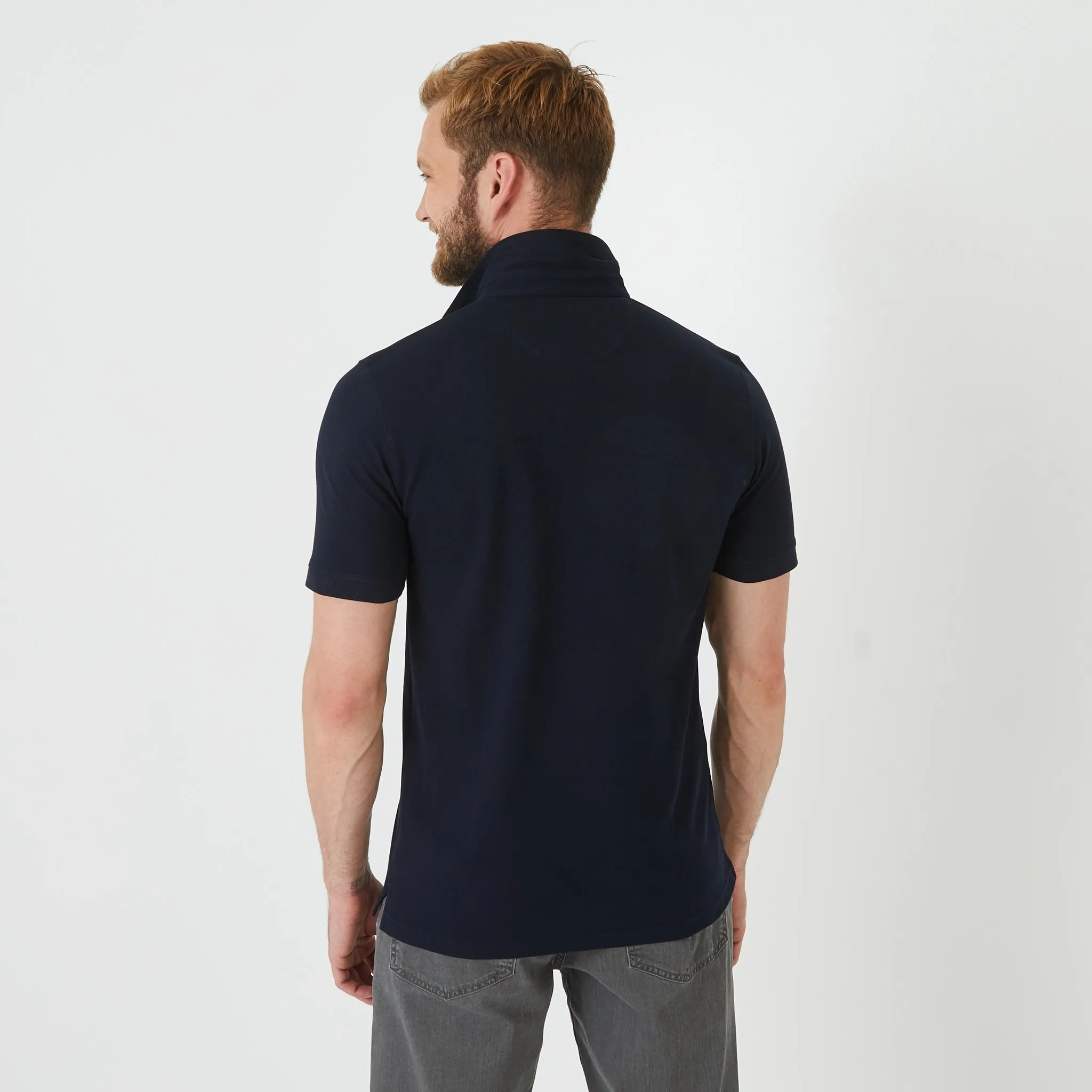 Polo bleu marine en coton piqué