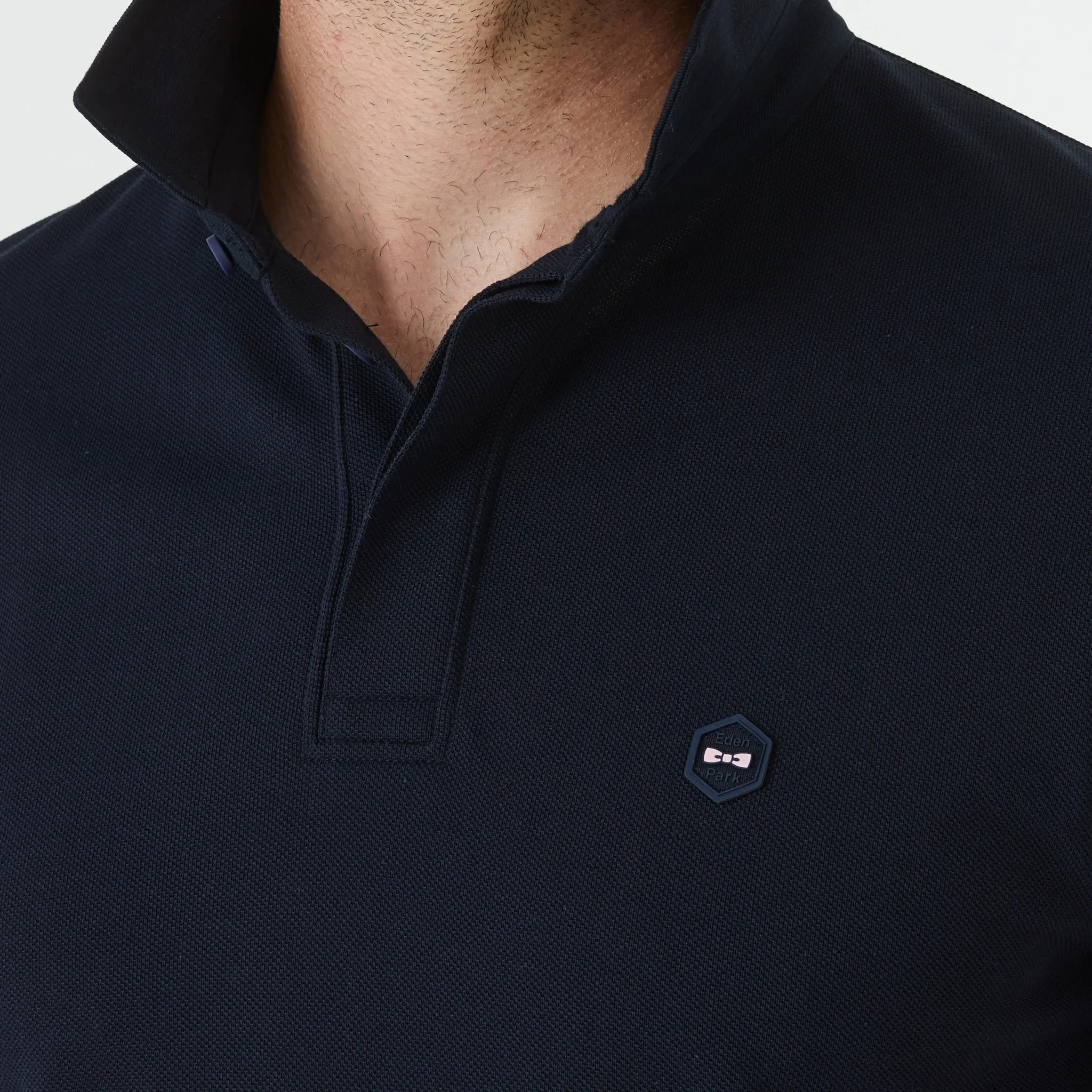 Polo bleu marine en coton piqué