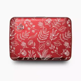 Porte-cartes femme compact Ögon rouge fleuri