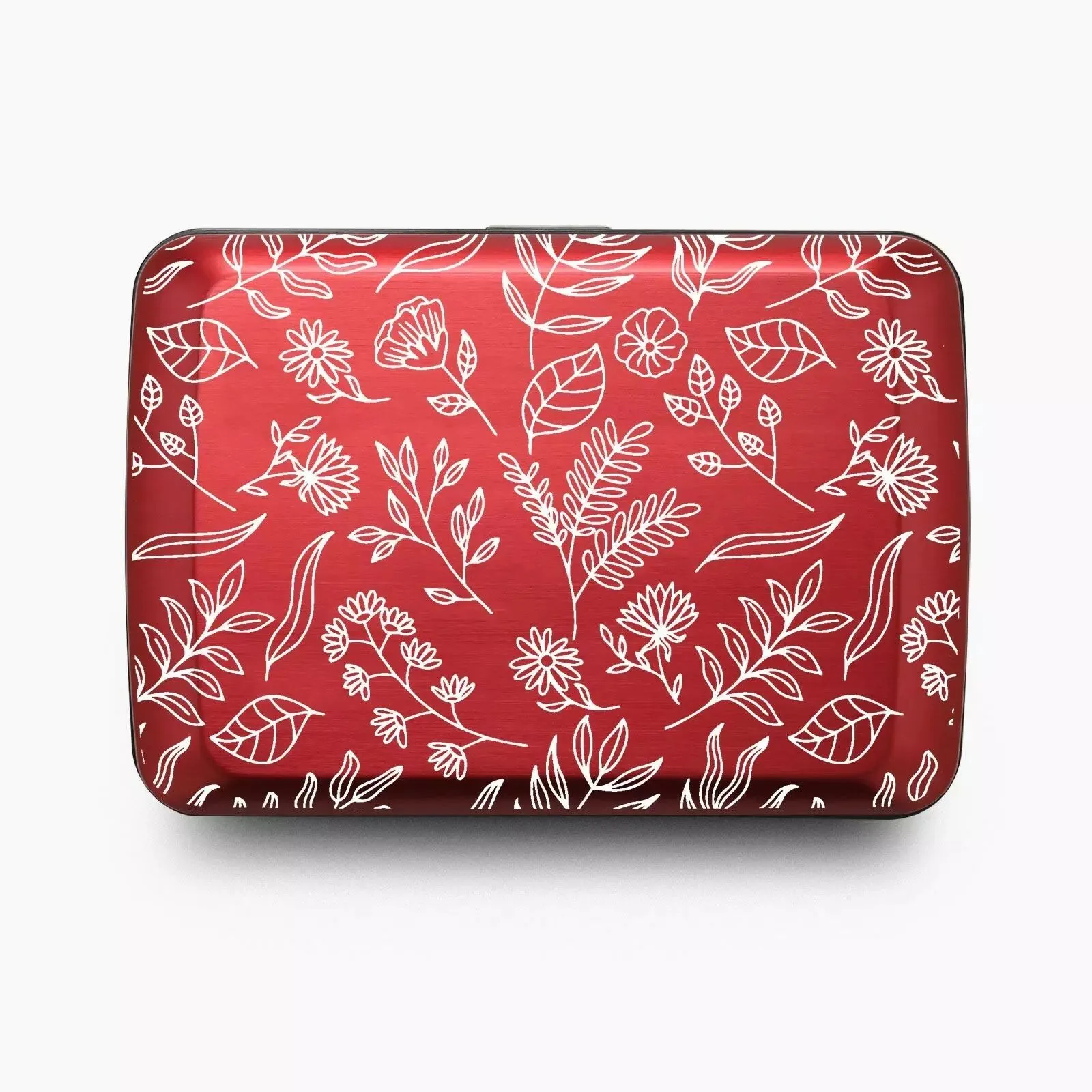 Porte-cartes femme compact Ögon rouge fleuri