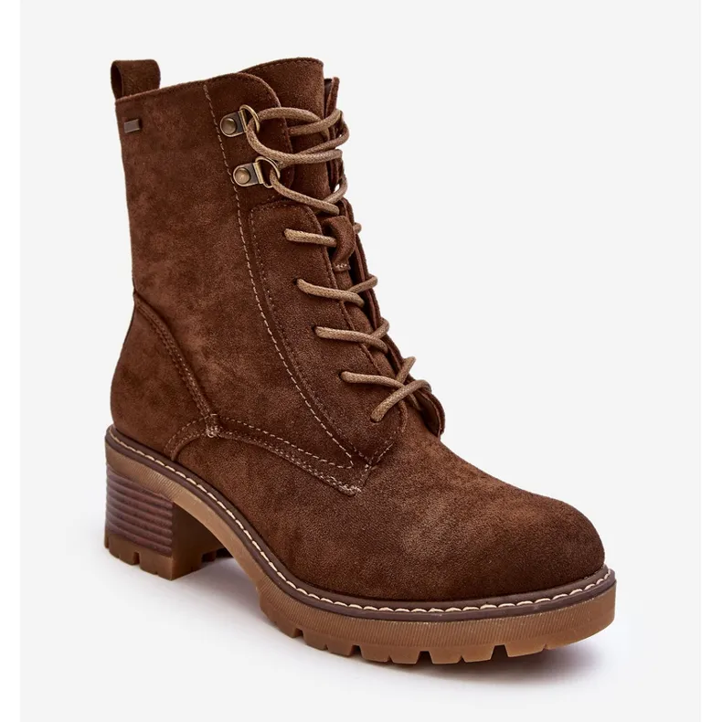 PS1 Bottines À Lacets À Talon Bas Pour Femme Marron Adinail brun