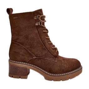 PS1 Bottines À Lacets À Talon Bas Pour Femme Marron Adinail brun