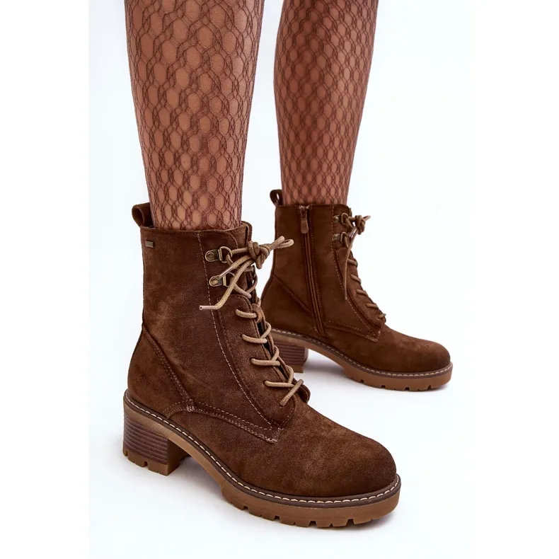 PS1 Bottines À Lacets À Talon Bas Pour Femme Marron Adinail brun