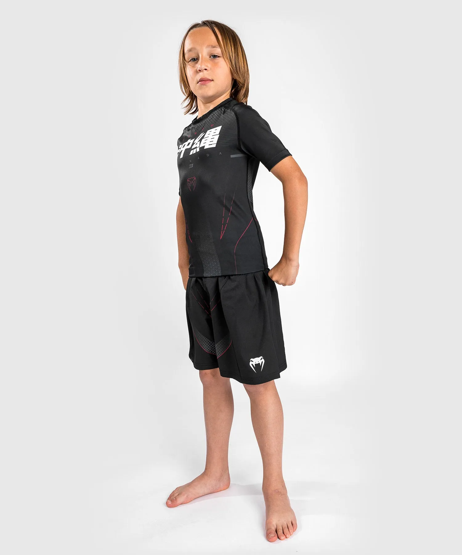 Rashguard Venum Okinawa 3.0 - Manches Courtes - Pour Enfants - Noir/Rouge