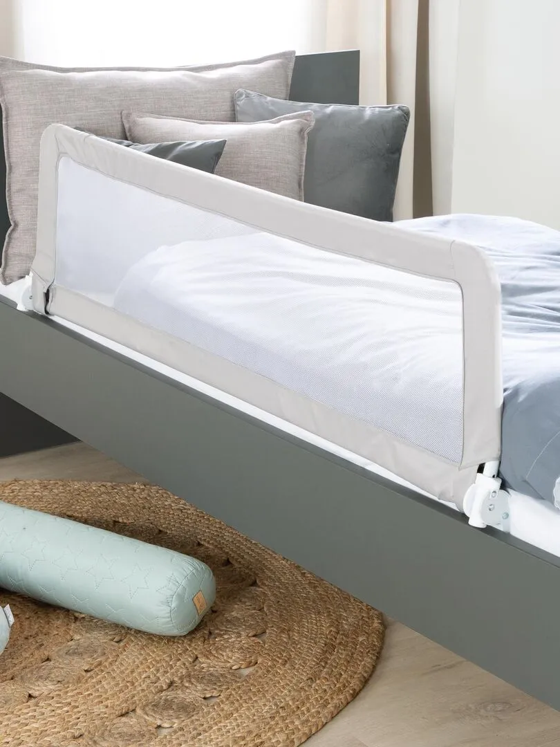 ROBA Barrière de Lit Bébé et Enfant "Klipp-Klapp" - 150 cm - Antichute et Rabattable - Gris - Gris Blanc