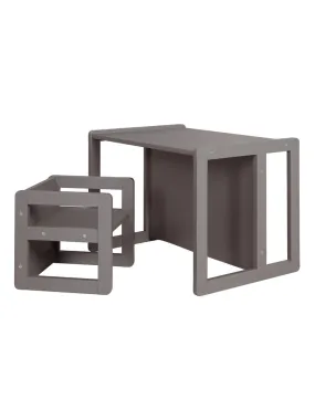 ROBA Ensemble Table et Chaise Réversibles pour Enfants - 3 Hauteurs d'Assise - Bois Laqué Anthracite - Noir