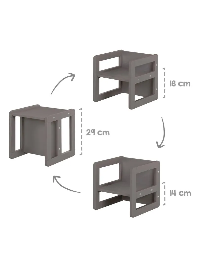 ROBA Ensemble Table et Chaise Réversibles pour Enfants - 3 Hauteurs d'Assise - Bois Laqué Anthracite - Noir