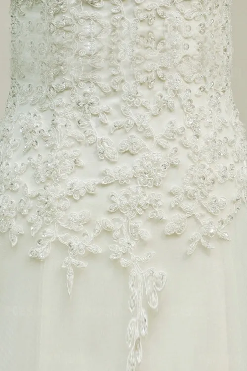 Robe de mariée dentelle blanche bustier avec bretelles détachables