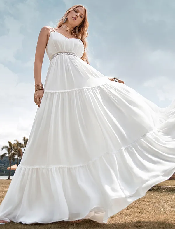 Robe de mariée simple de style A-Line Long Beach