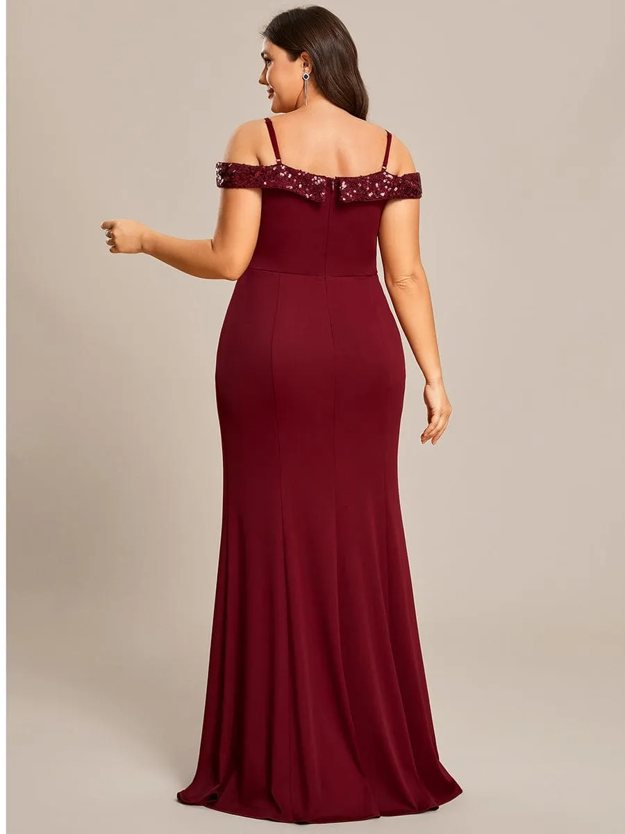 Robe de soirée Sequins Encolure V profonde Moulante élégante grande taille