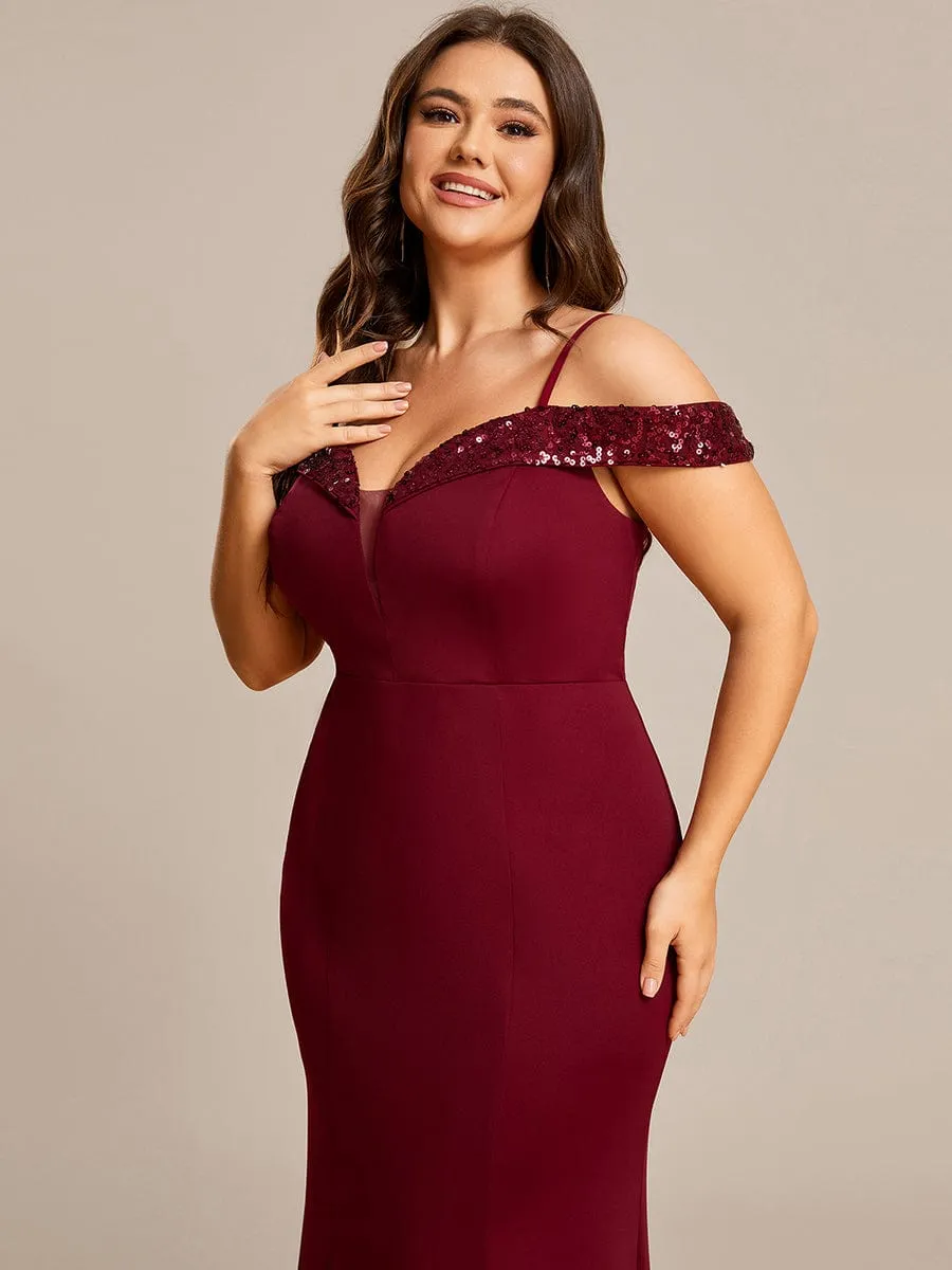 Robe de soirée Sequins Encolure V profonde Moulante élégante grande taille