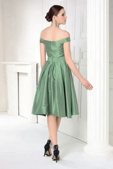 Robe soirée verte à épaule dénudée pour gala