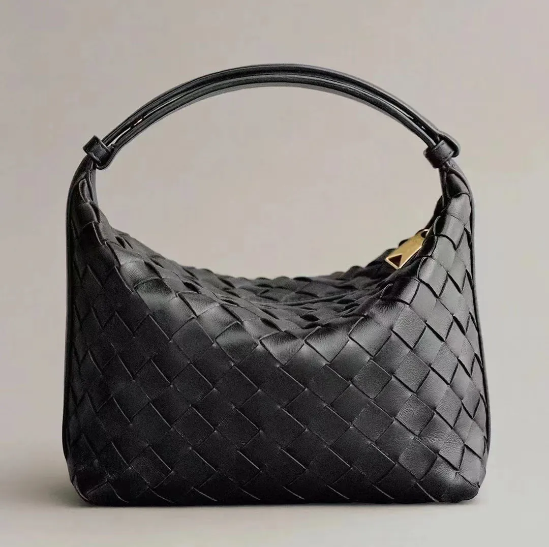 Sac Épaule En Cuir Réel Mini Wallace Avec Artisanat Intrécciato En Molleton Doux De La Peau De Mollet De Marque Célèbre Hobo Sac