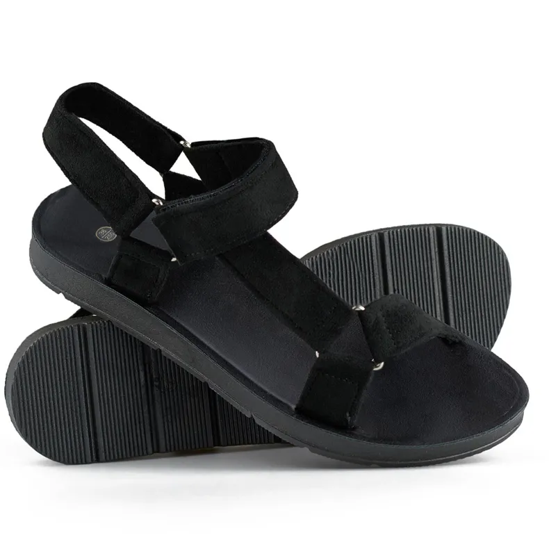 Sandales de sport noires pour femmes avec fermeture velcro le noir