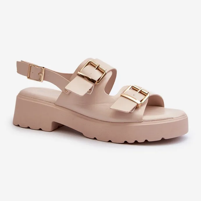 Sandales Femme Avec Boucles Cuir Eco Beige Konanttia