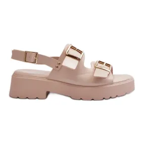 Sandales Femme Avec Boucles Cuir Eco Beige Konanttia