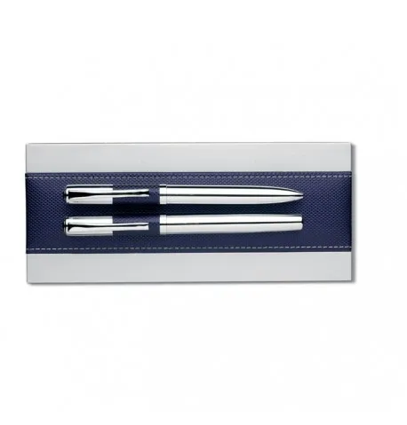 Set stylo bille twist et stylo roller d’encre noire  dans boite cadeau