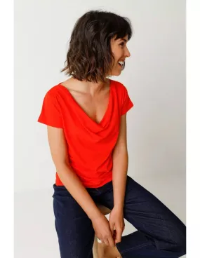 T-shirt femme orange coton bio SKFK Bat un BEST