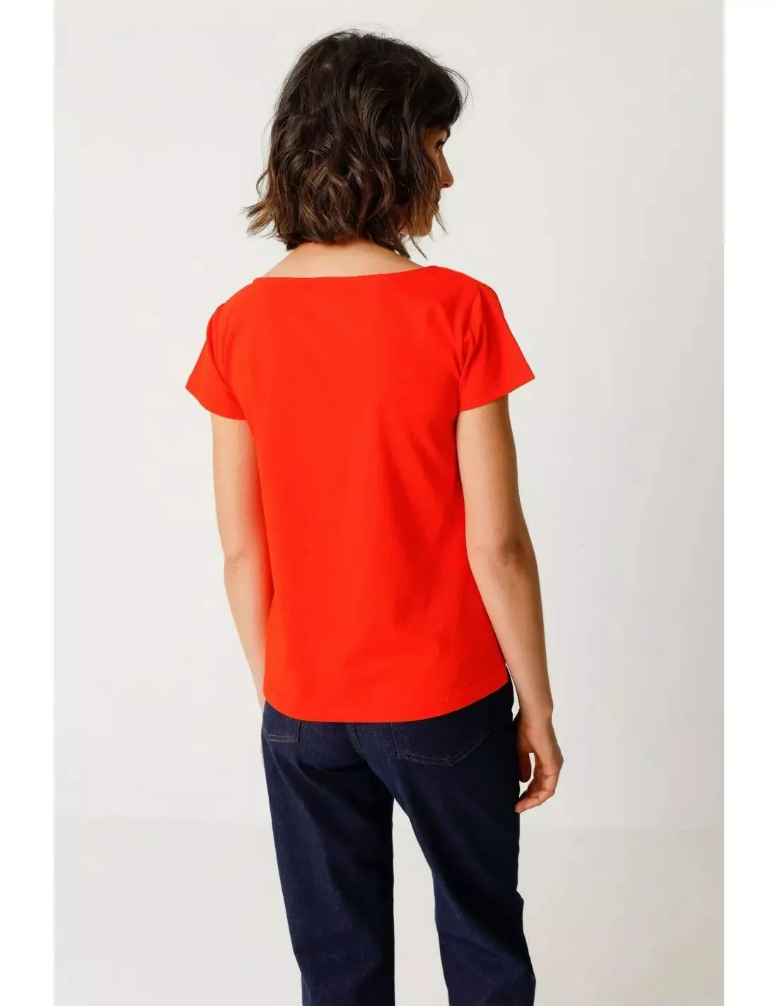 T-shirt femme orange coton bio SKFK Bat un BEST