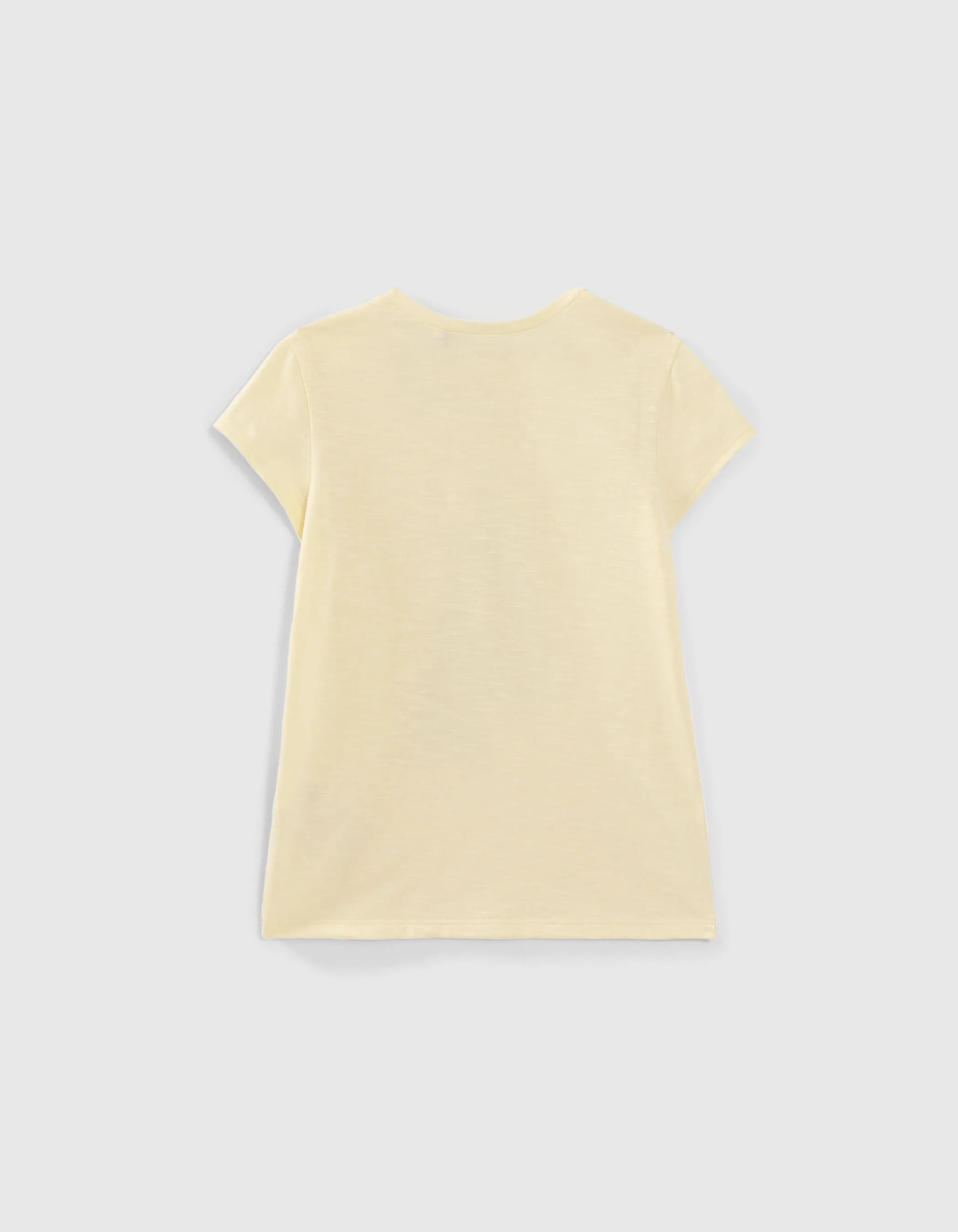 T-shirt jaune coton bio visuel sandales fille