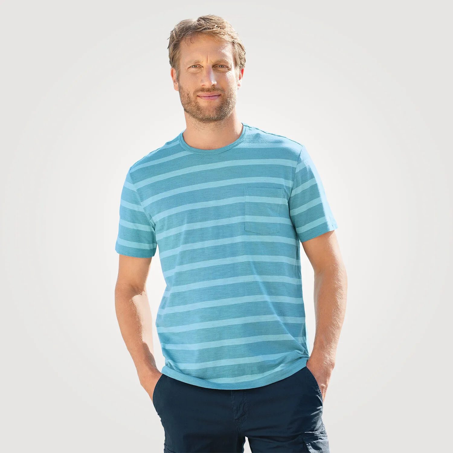 T-shirt rayé en coton pour hommes ⋆ Lehner Versand