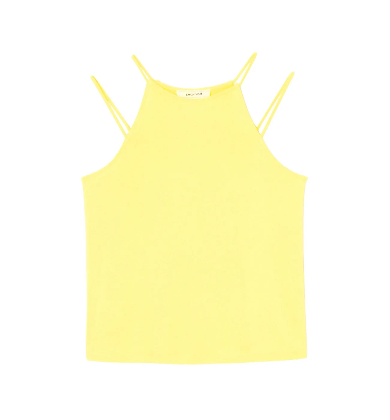 T-shirt à col collier - Jaune