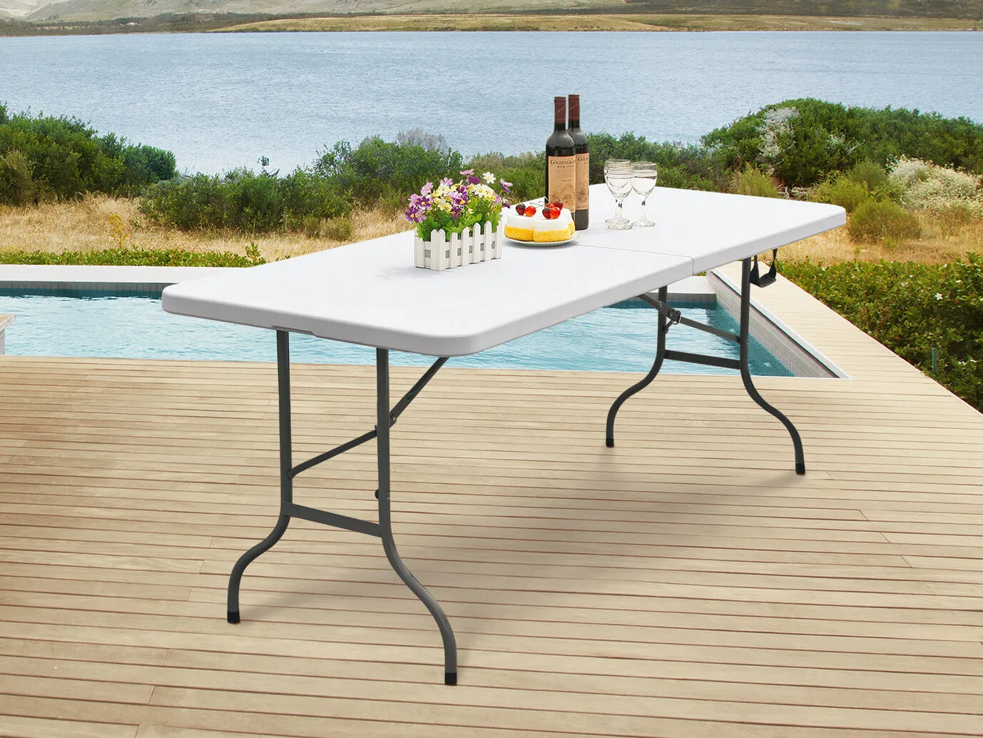 Table et bancs de fête pliable, combinable, blanc ⋆ Lehner Versand