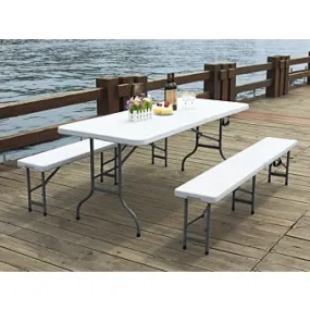 Table et bancs de fête pliable, combinable, blanc ⋆ Lehner Versand