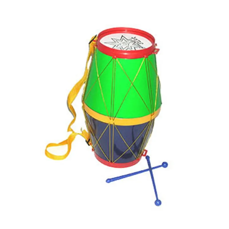 Tambour, hauteur : 32 cm, Couleurs : vert, jaune, bleu marine, rouge