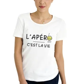 Tee-Shirt F L'apéro c'est la vie Taille S Couleur Blanc