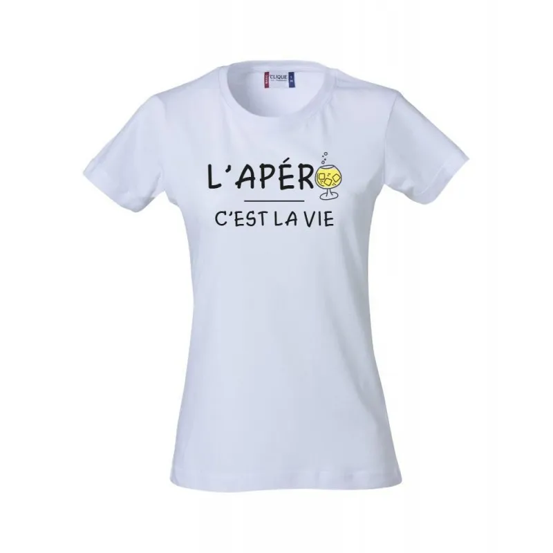 Tee-Shirt F L'apéro c'est la vie Taille S Couleur Blanc