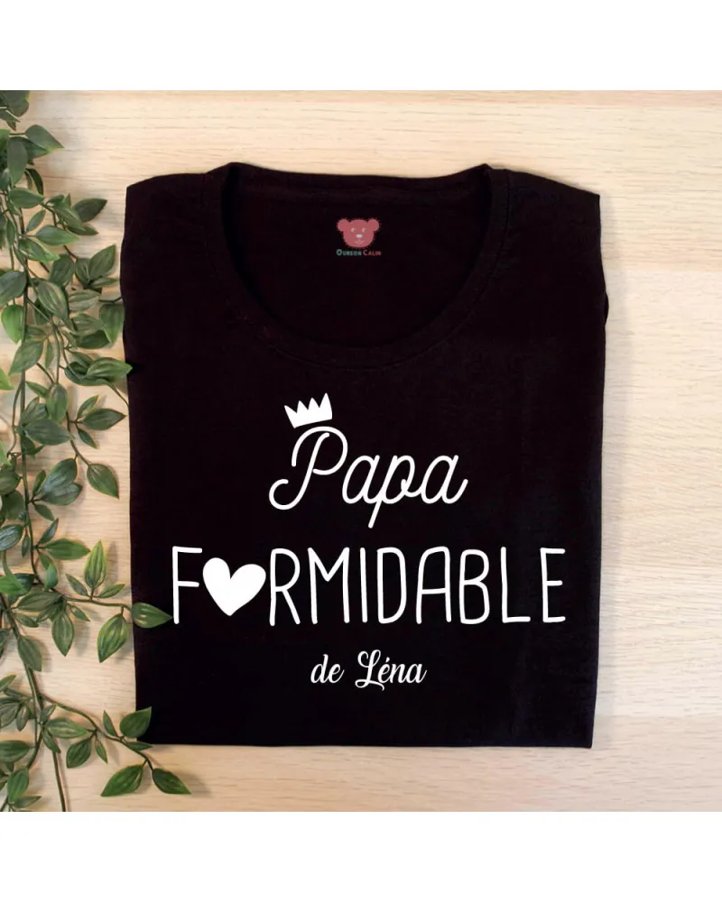 Tee shirt noir Papa Formidable personnalisé